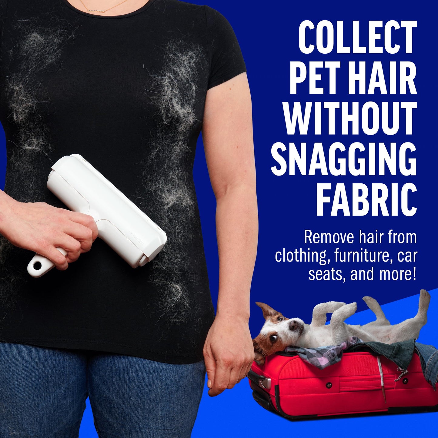 Chom Chom Roller Pet Hair Remover and Reusable Lint Roller - Cat and Dog Hair Remover for Furniture, Couch, Carpet, Clothing and Bedding